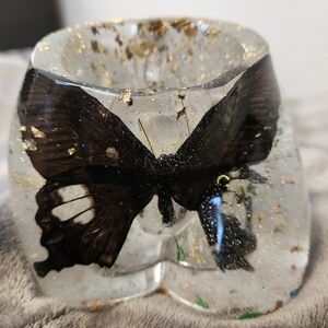 Plant / Pen Pot - Real butterfly in resin, shaped like woman's bottom.